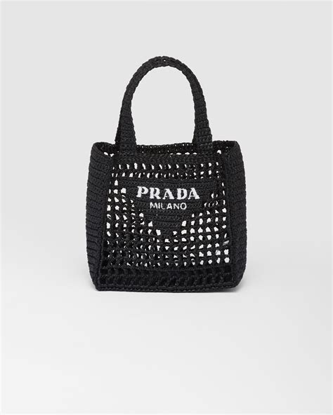 prada raffia tote black|Prada raffia tote small.